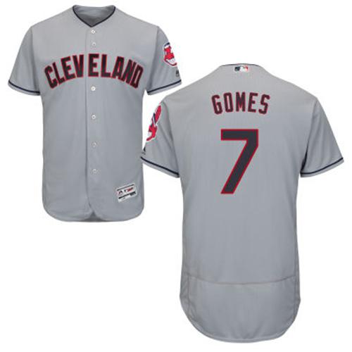 Indians #7 Yan Gomes Grey Flexbase Authentic Collection Stitched MLB Jersey